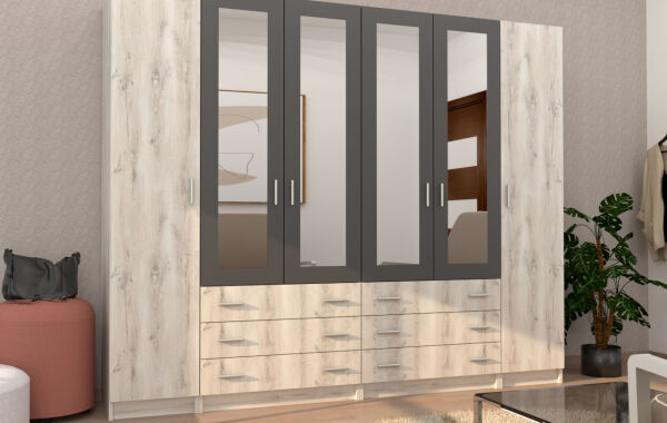 Anna háló gardrób 240 cm-es bútorlapos és keretléces